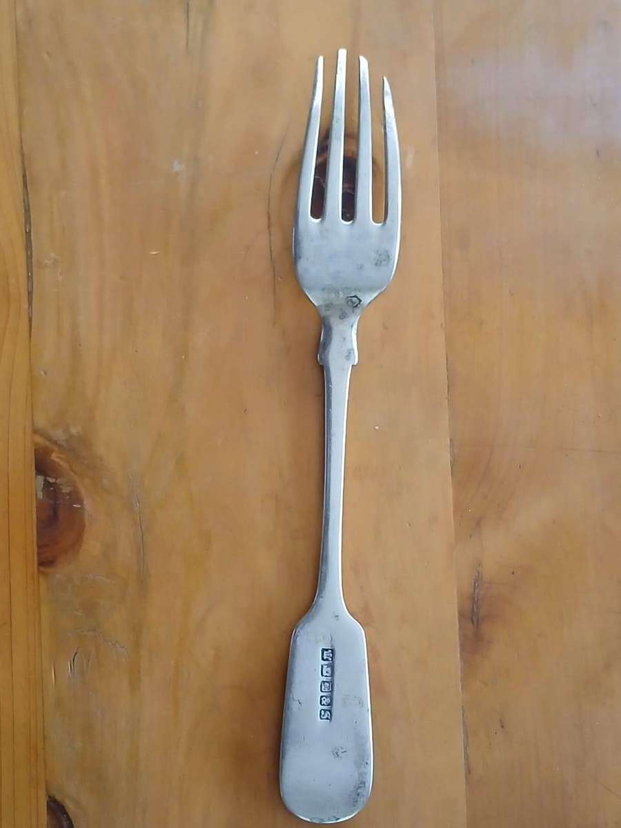 ANTIQUE Solid Silver Fiddle Pattern Table Fork London 1800's