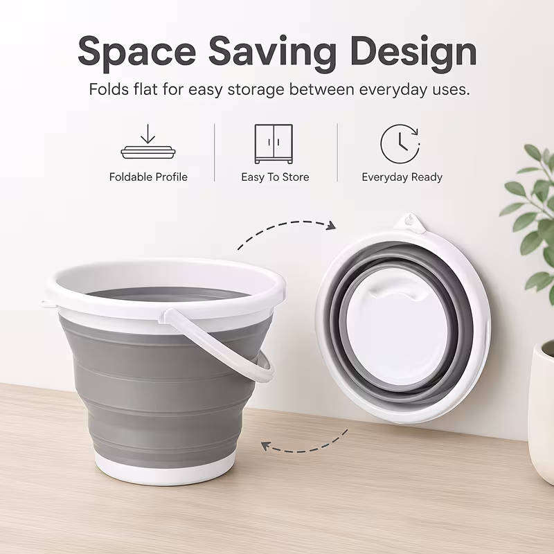 1pcs Collapsible Buckets - 2.6 Gallon (10L) Essential for RV, Garden Cleaning,