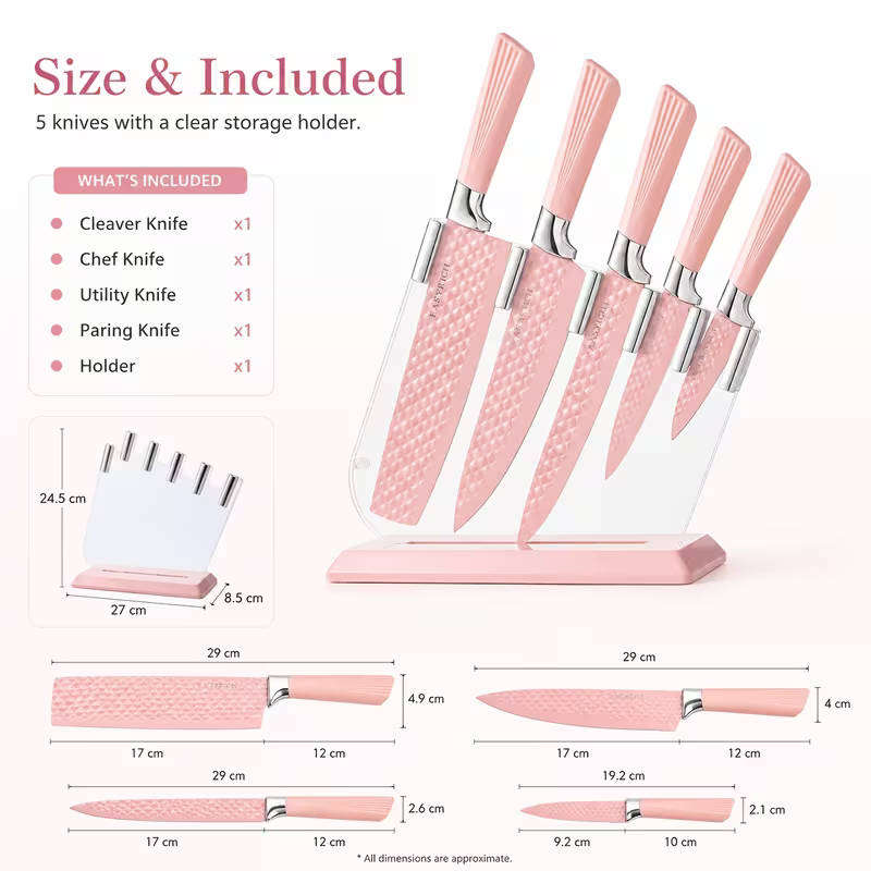 5pcs Pink Kitchen Knife Set