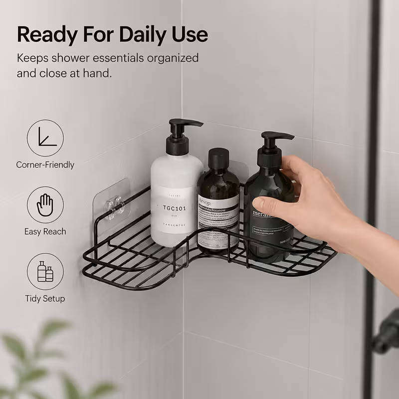 Bathroom Organizer with Strong Adhesive Mounting