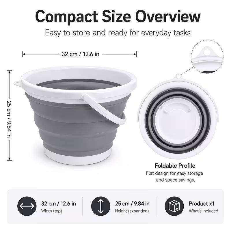 1pcs Collapsible Buckets - 2.6 Gallon (10L) Essential for RV, Garden Cleaning,