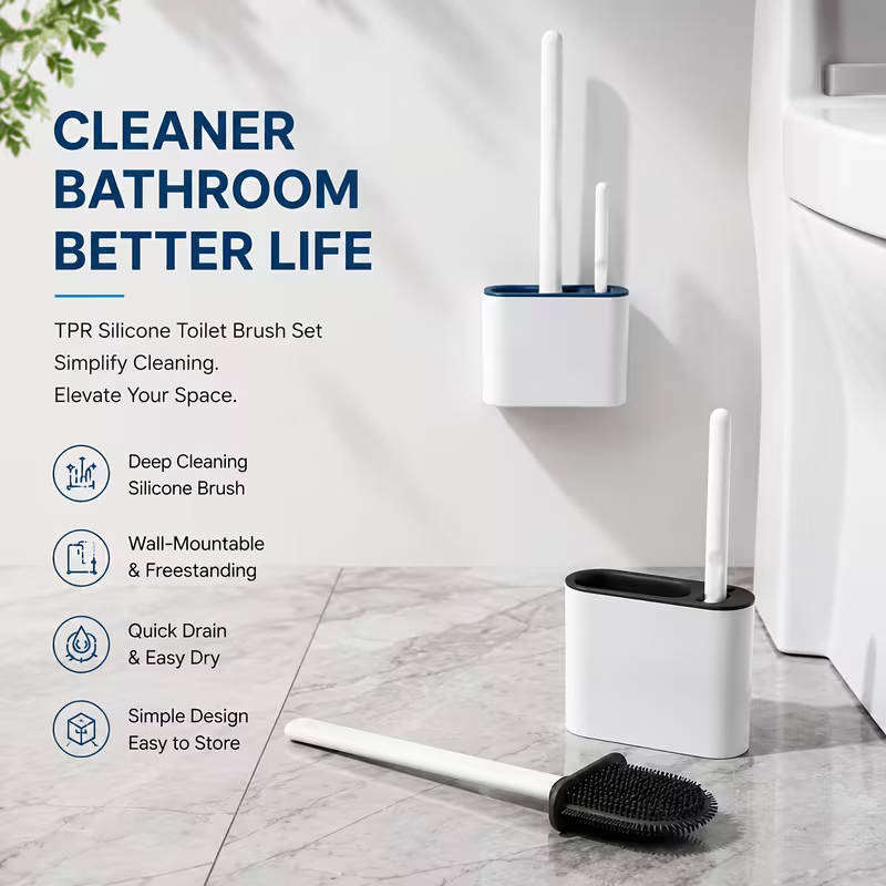 Premium Dual Brush Toilet Brush Set
