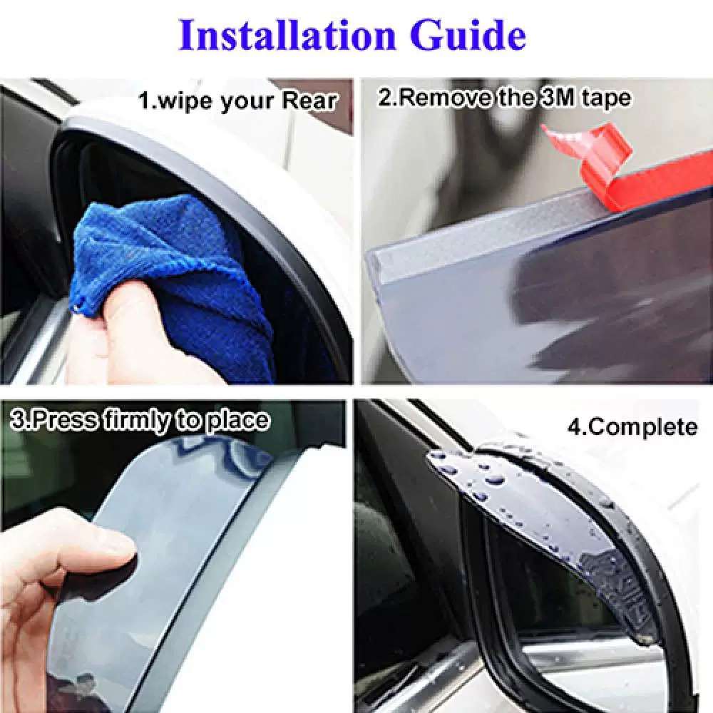 2Pcs Car Side Rear View Mirror Rain Eyebrow Visor Rain Shiel