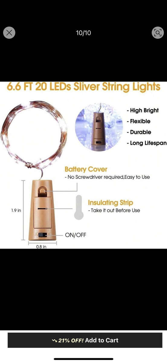 Wine bottle light with cork/ for Christmas / party/ Home Decor