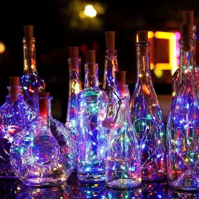 Wine bottle light with cork/ for Christmas / party/ Home Decor