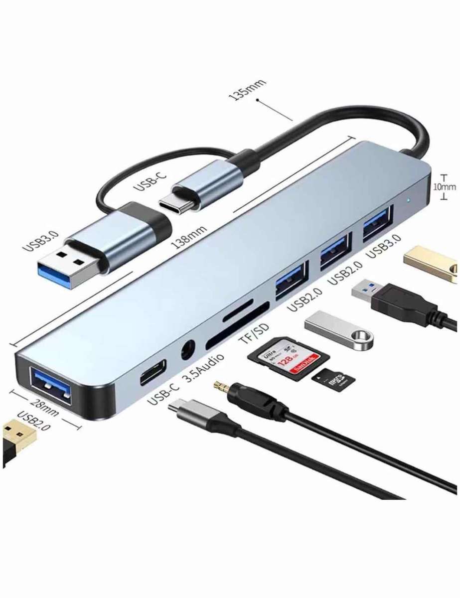 8-in-1 Type-C to USB Multi-Function Hub Adapter