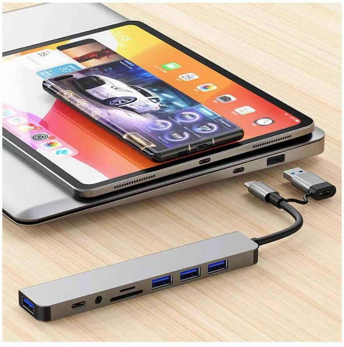 8-in-1 Type-C to USB Multi-Function Hub Adapter