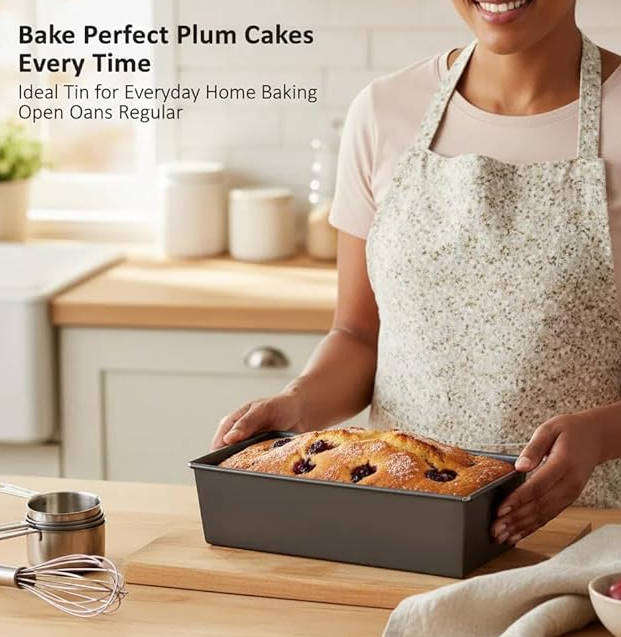 25cm Black  Rectangular Plum Cake Mould - Rolled Steel Baking Pan
