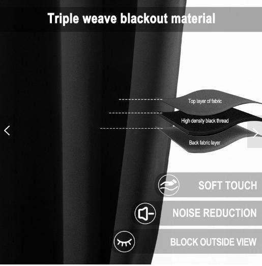 2-Pack Blackout Eyelet Curtains Bedroom -Thermal Insulated - Black