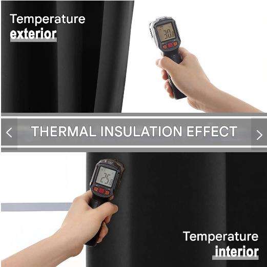 2-Pack Blackout Eyelet Curtains Bedroom -Thermal Insulated - Black