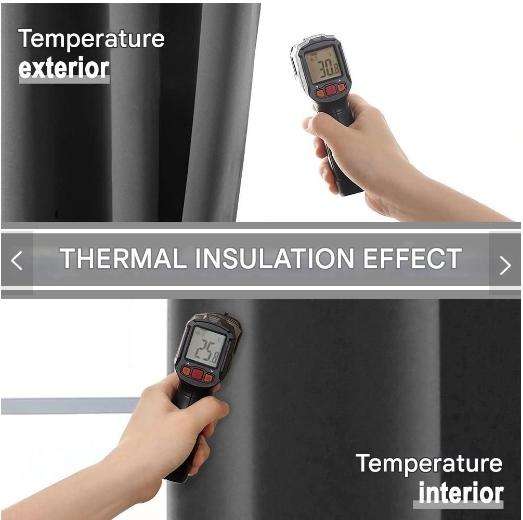 NANWEI 2-Pack Blackout Eyelet Curtains Bedroom -Thermal Insulated - Grey