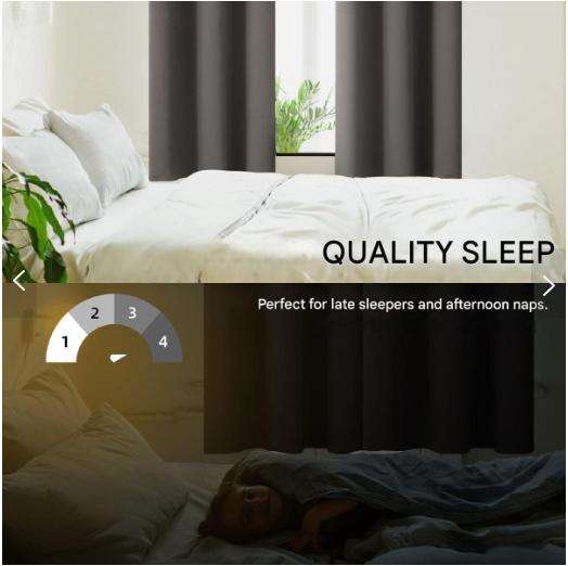 NANWEI 2-Pack Blackout Eyelet Curtains Bedroom -Thermal Insulated - Grey