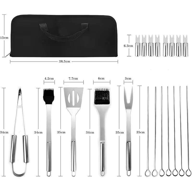 Stainless Steel Utensils BBQ Grill Tools Set with Storage Case