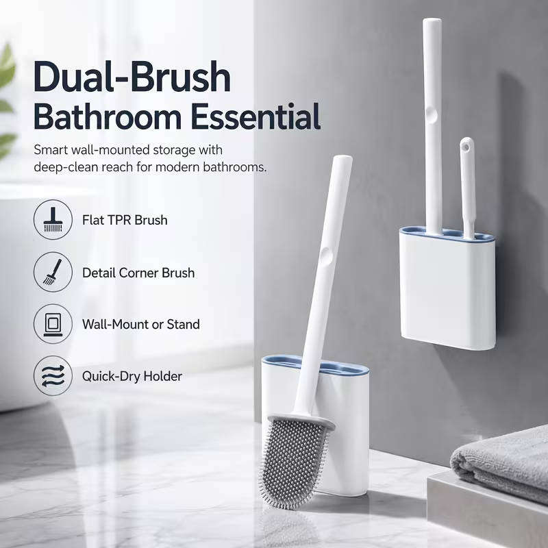 Premium Dual Brush Toilet Brush Set