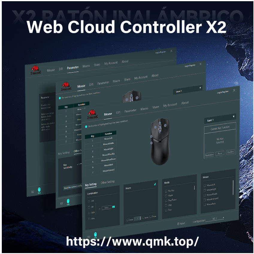 X2 Rechargeable 24000 DPI Wireless Gaming Mouse 56g Ergonomic Design - Black