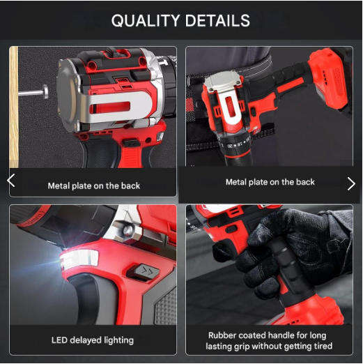 21V 55NM Brushless Cordless Drill Electric Impact Drill Set with 2 Batterie