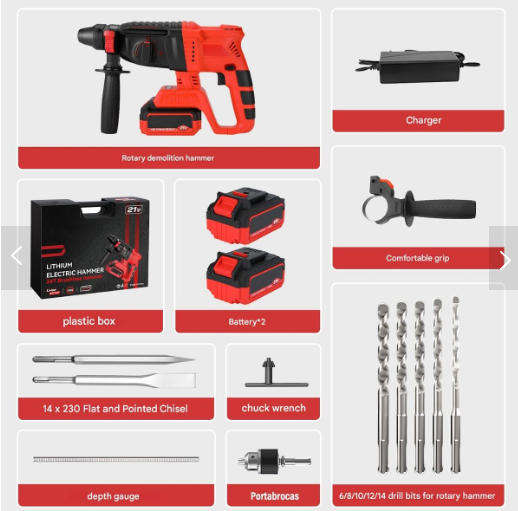 700W Brushless Cordless Rotary hammer Heavy Duty Rotary Hammer Drill