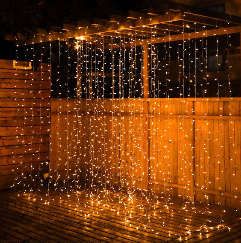 Christmas curtain LED lights White 6*3M