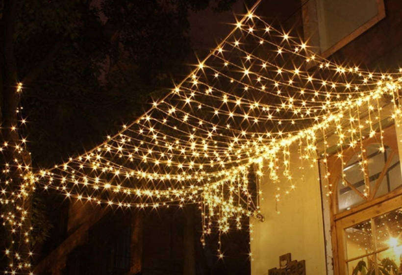 Christmas curtain LED lights White 6*3M