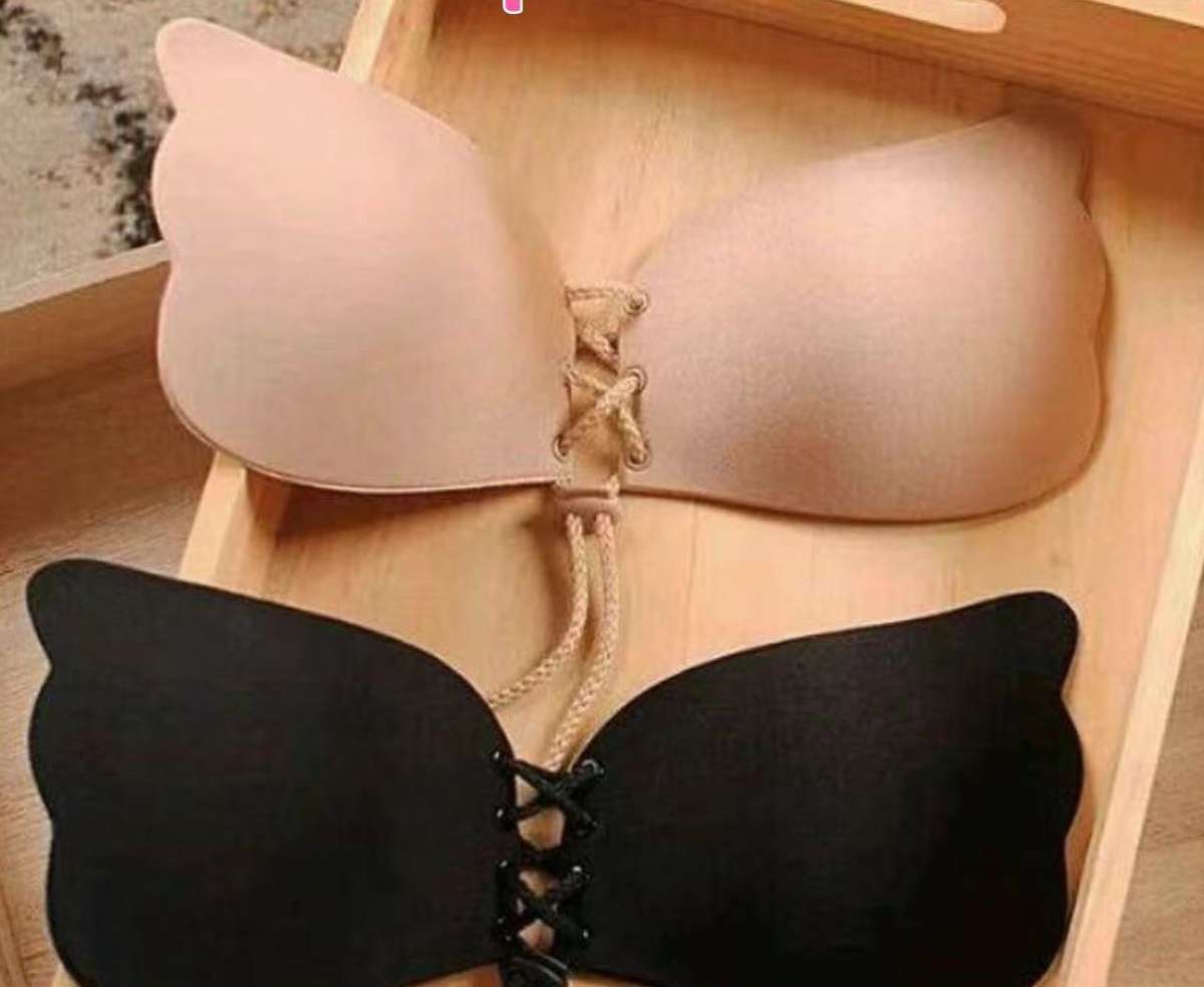Silicone Push Up Adhesive Invisible Backless and Strapless Bra - Beige /black /SIZE A B C D