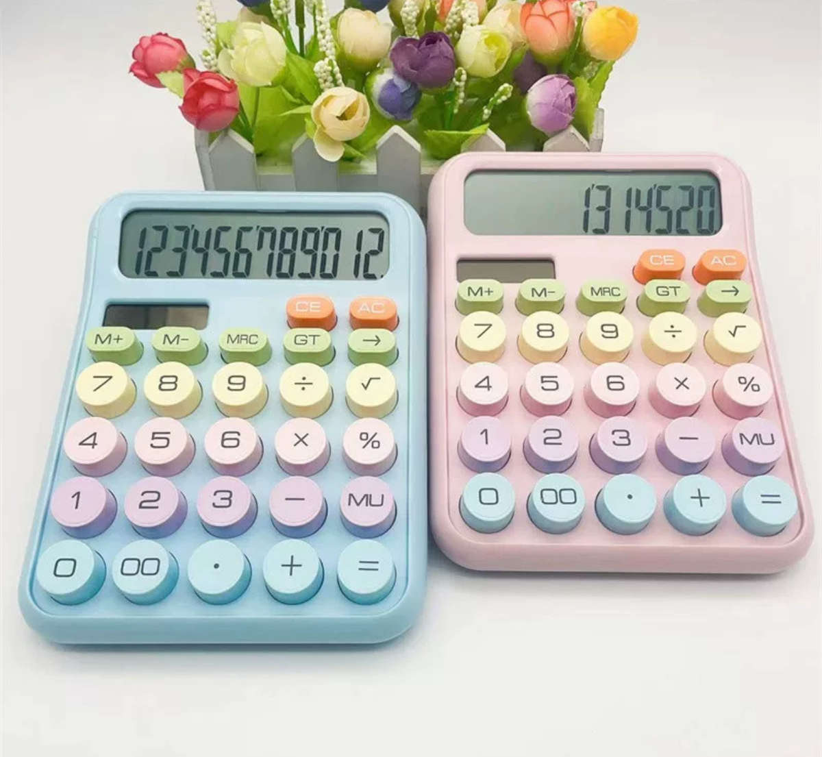 Vibrant Color Mechanical Calculator with LED Display - Efficient Office & Student Essential