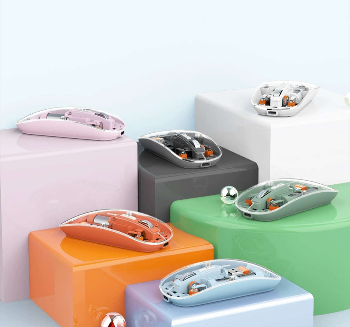 2024 New Magic Wireless Mouse with Transparent Shell, USB Rechargeable, 2.4G