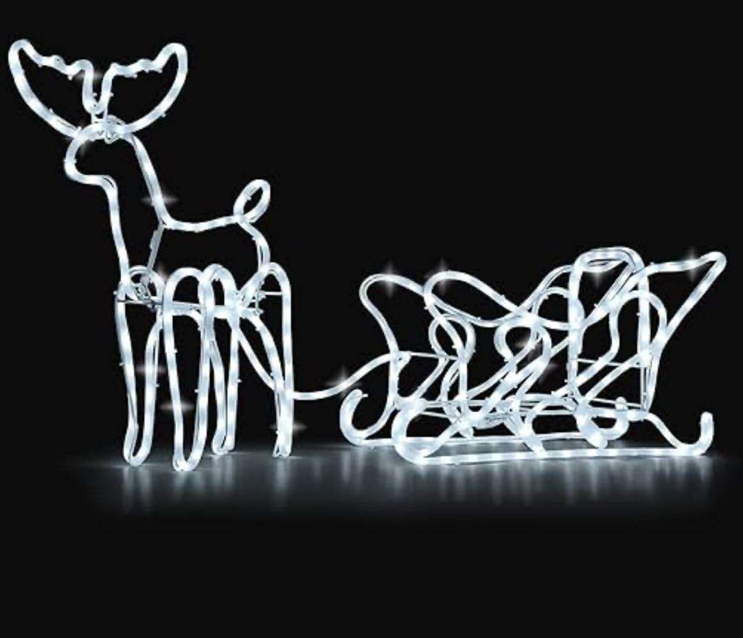 3D Led Deer Christmas Light Display With Cart Multicolour/cool white/warm white