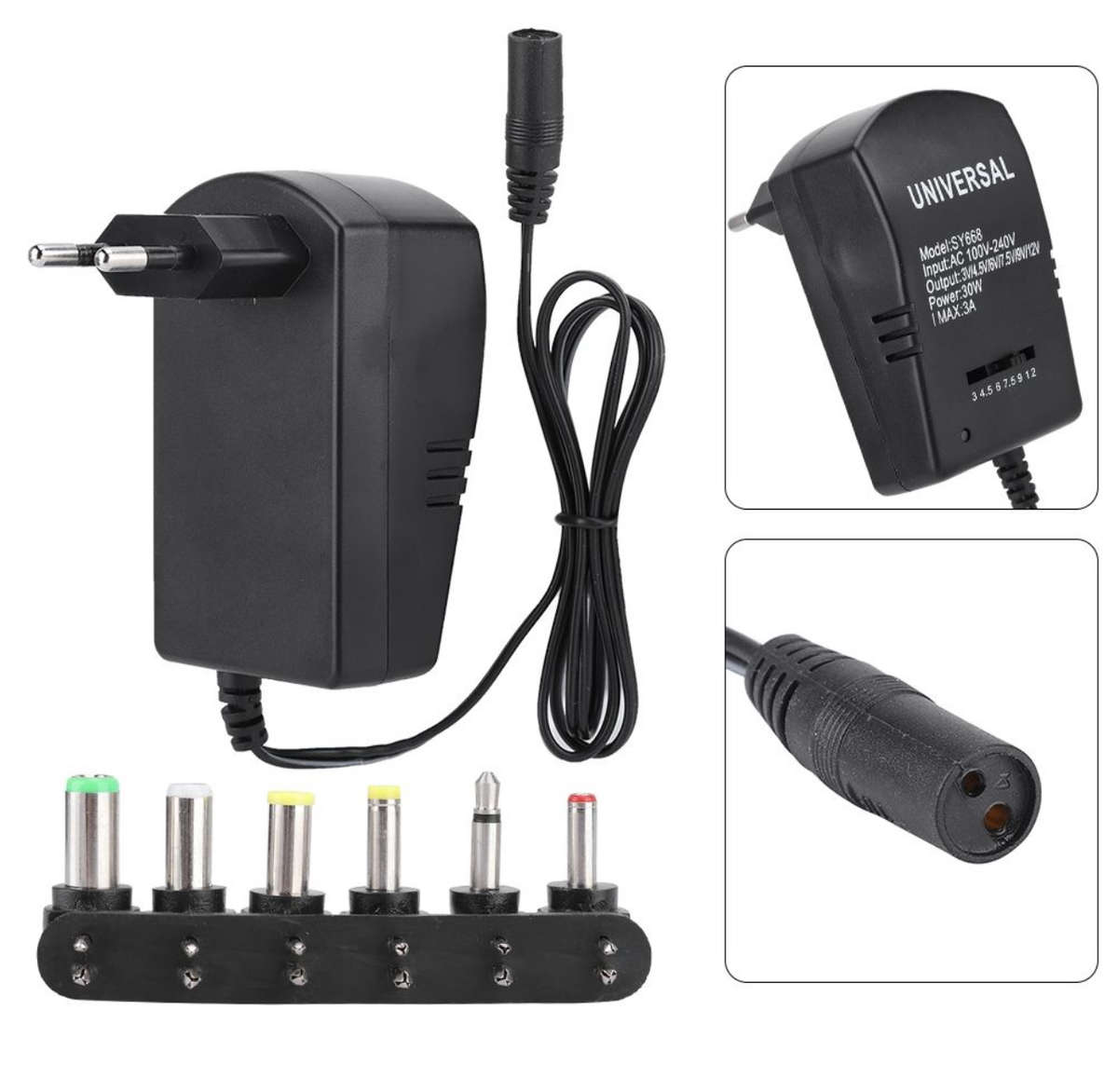 DW Universal Adjustable charger 3V TO 12V 30W 3A Ac Dc Adapter - ZD688