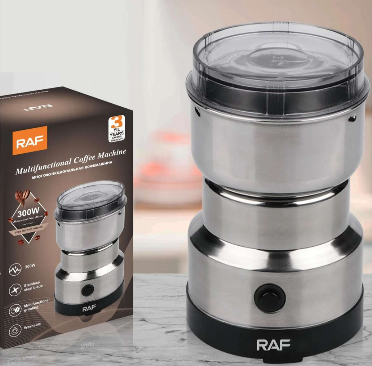 RAF - Silver Stainless Steel Coffee Grinder