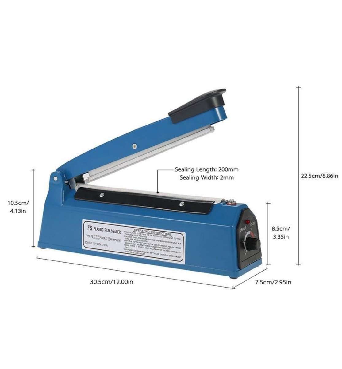 200mm Electric Impulse Sealer for PP/PE Bags Plastic