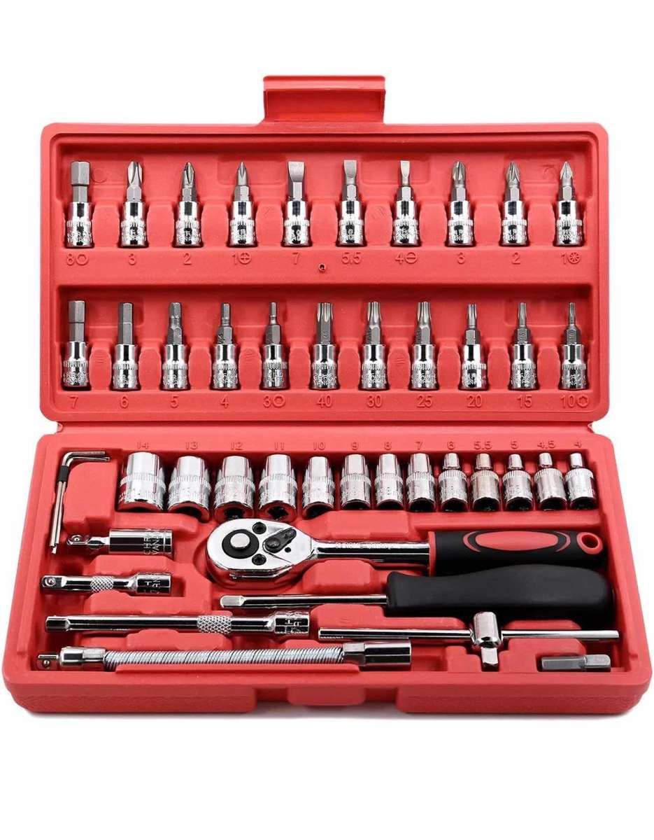 46 Pieces 1/4 inch Drive Socket Ratchet Wrench Set with Storage Case