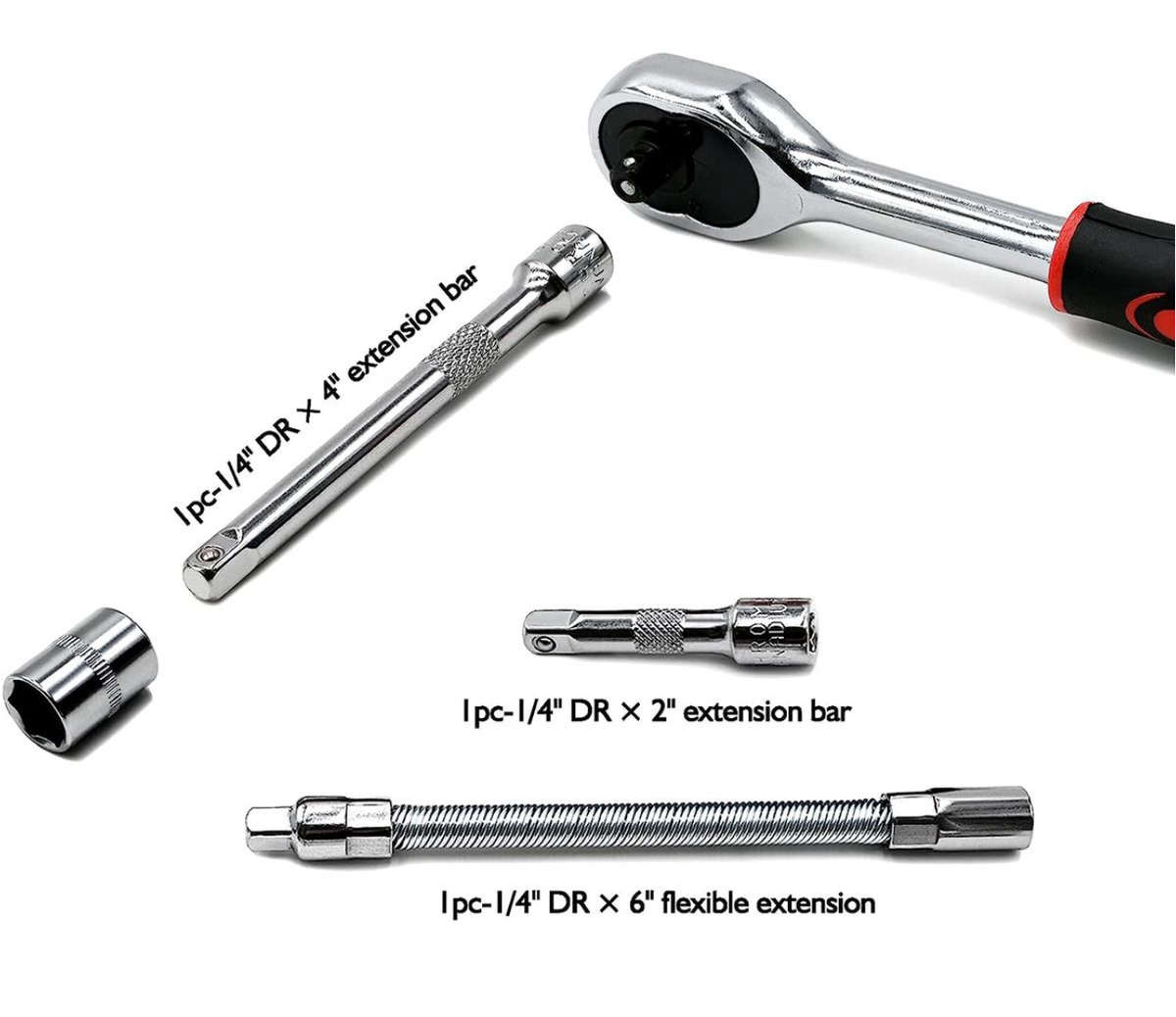 46 Pieces 1/4 inch Drive Socket Ratchet Wrench Set with Storage Case