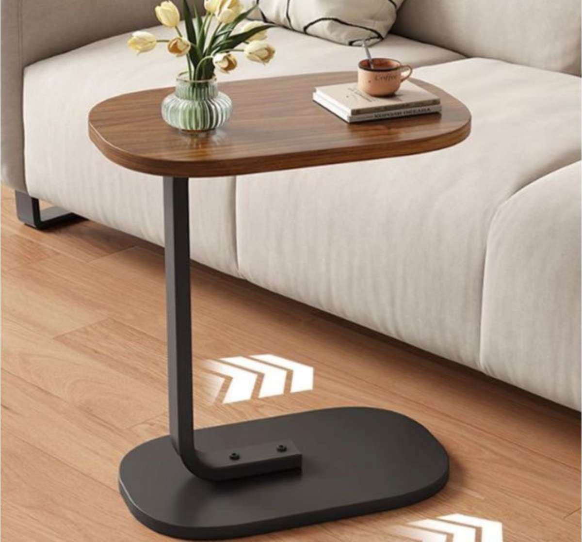 Sofa Side Table - 1 Pack Classic Portable End Table with Sturdy Metal Base for Livin