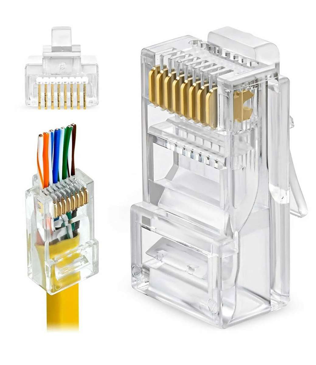 100pcs CAT6 RJ45 Pass Through Modular Plug Network Cable Connector End