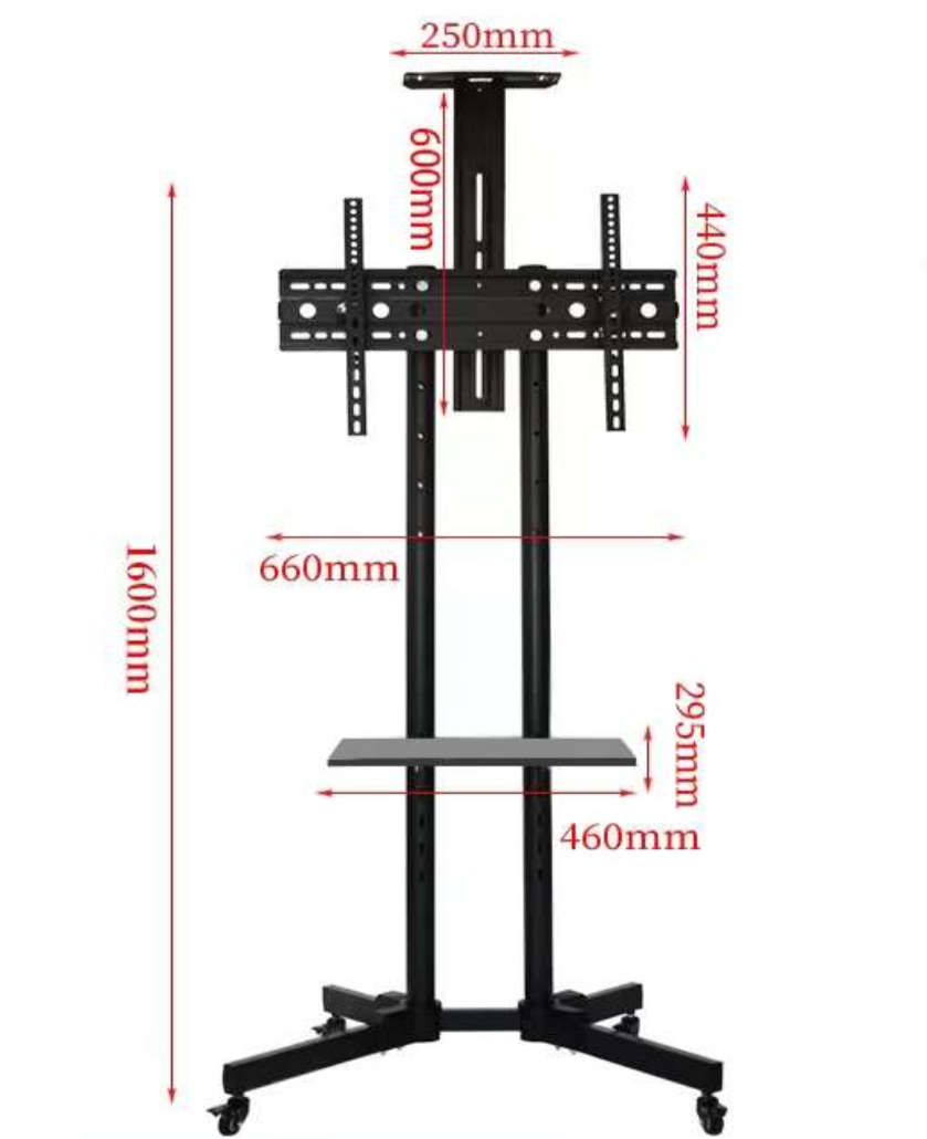 Anchor 32"-65" TV Mobile Portable Shelf Trolley Lockable Wheels Shelving Stand