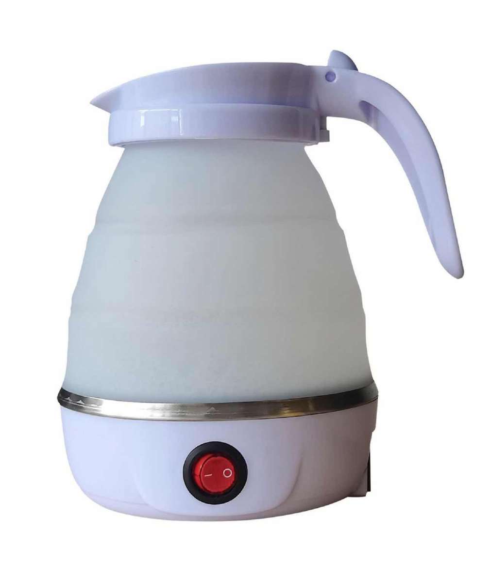 Portable Silicone Collapsible Travel Electric Kettle - White