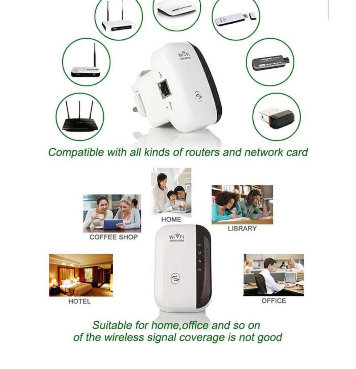 Wireless-N Wi-Fi Repeater Portable signal Extender with 300mbps for WLAN