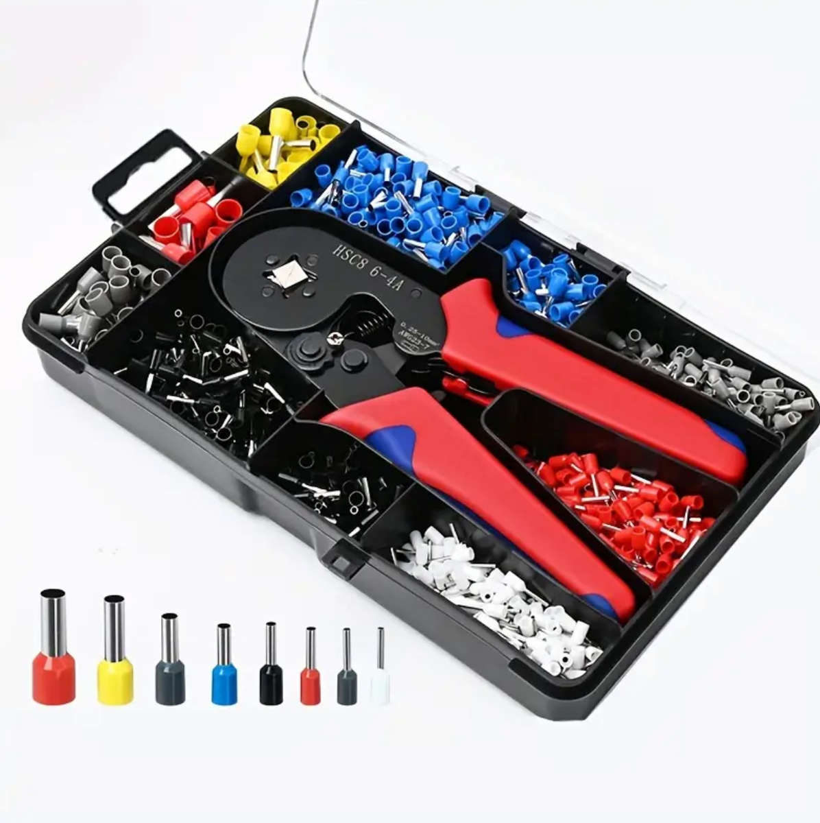 Crimper Plier with 1200 Piece Insulated Uninsulated Wire End Ferrules Set