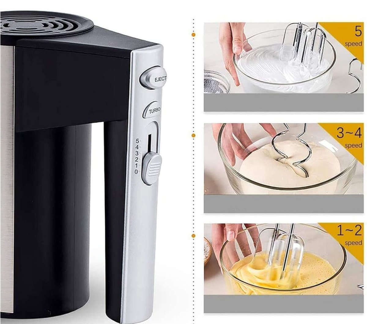 Sokany - 5 Speed 300W Stainless Steel Hand Mixer