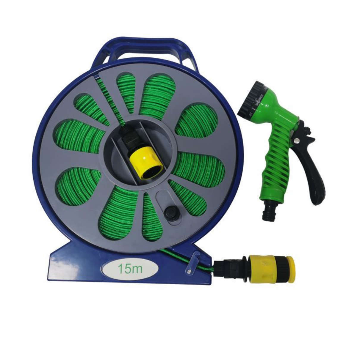 15M Retractable Garden Watering Turntable Flat Hose Pipe