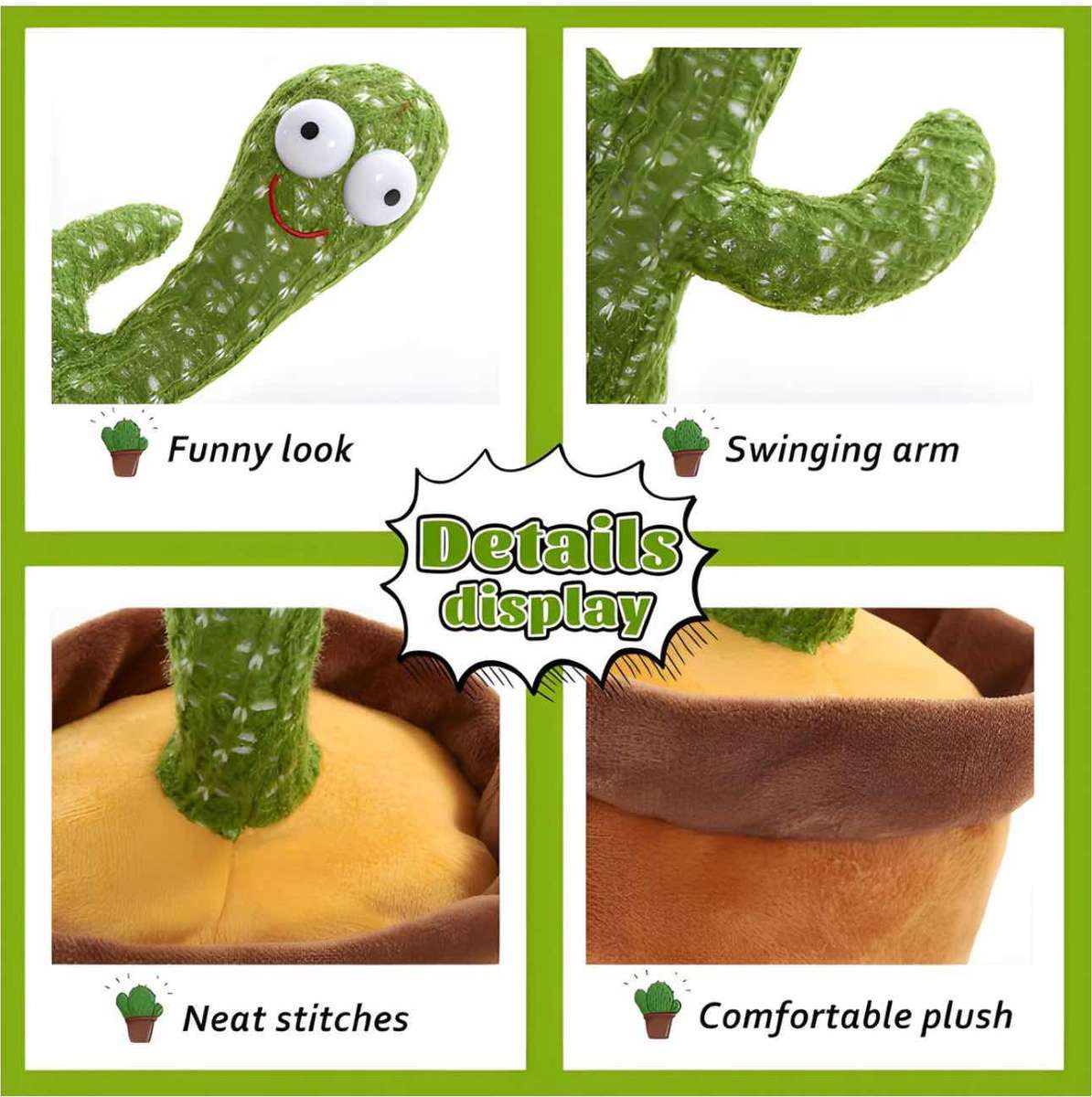 Dancing Cactus Toy Talking Singing Recording Cactus Educational Plush Toy