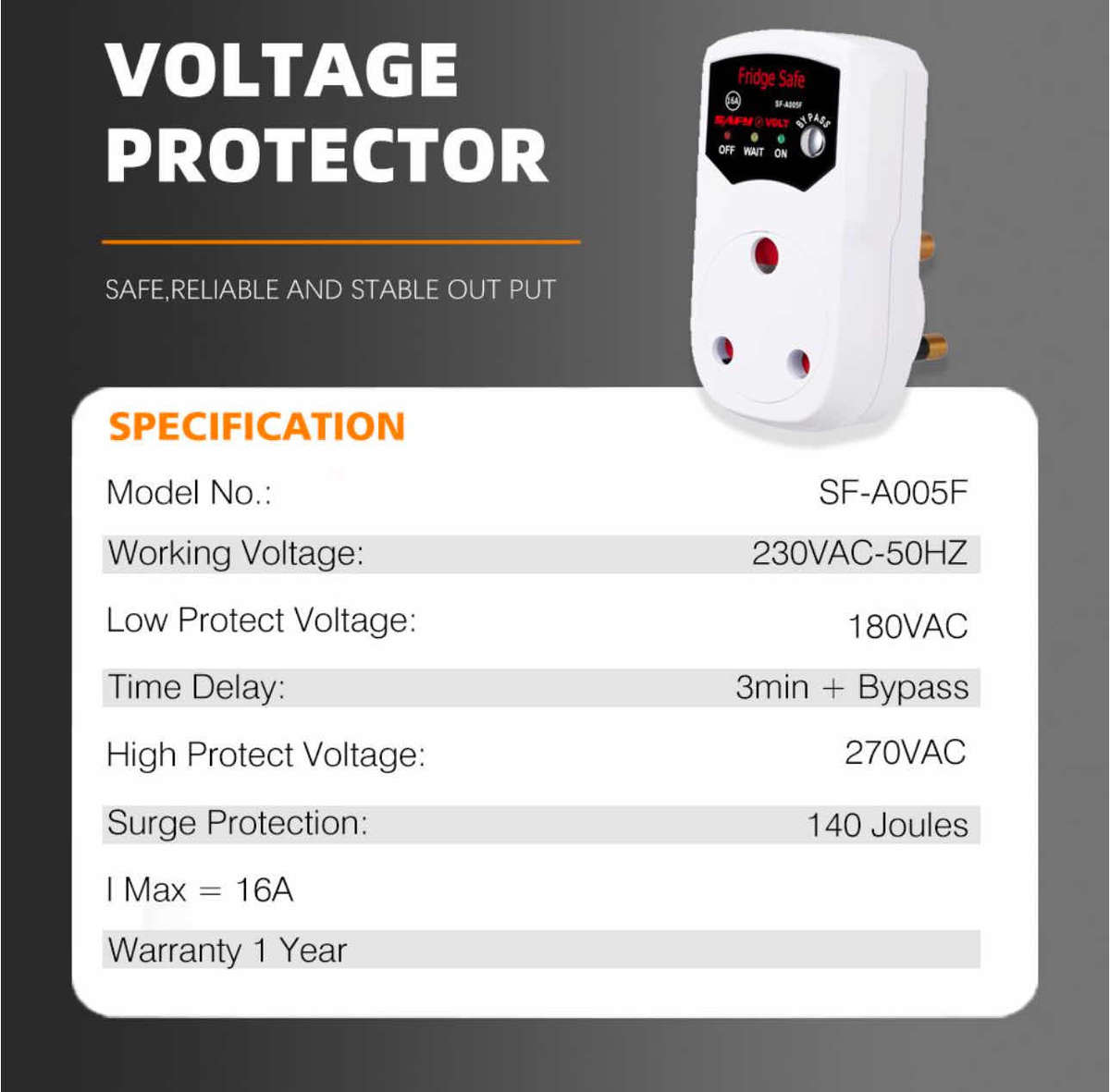 Fridge Safe - Low Voltage Protector Plug