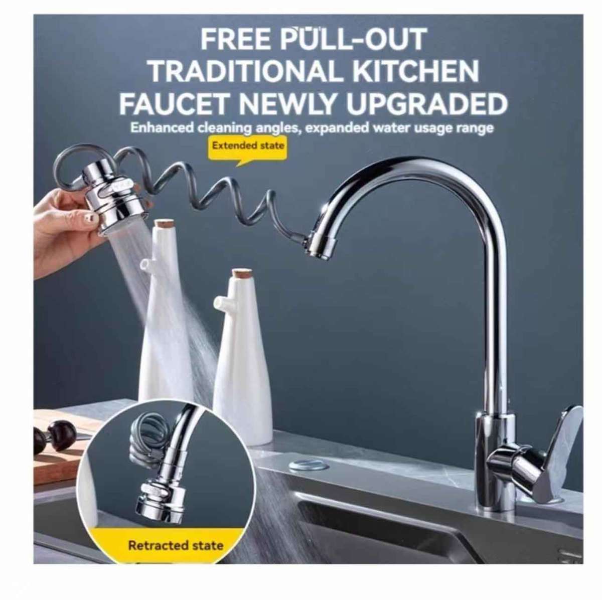 Sink Faucet Head Extender - 360 Degree Rotation