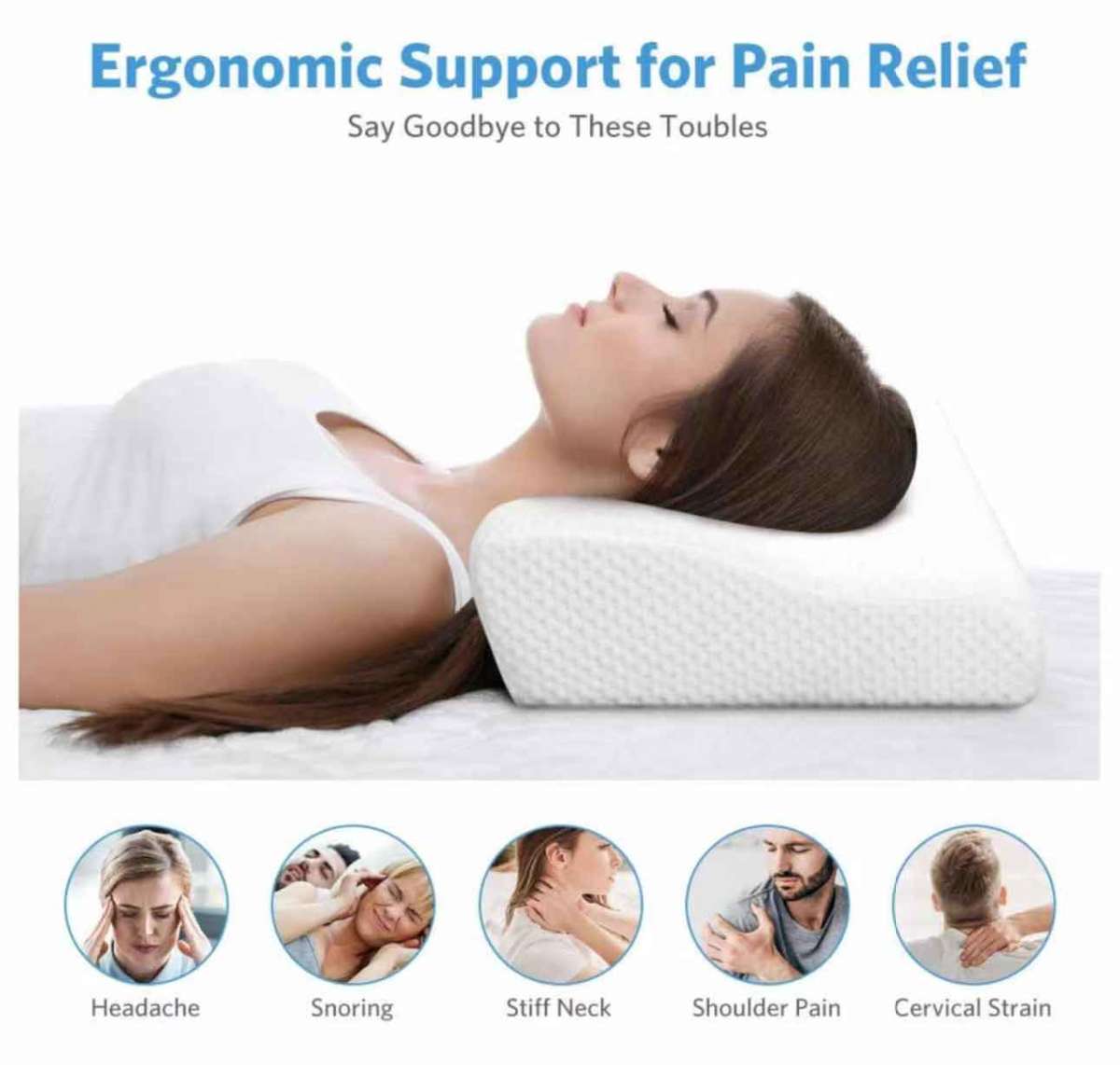 Simply Comfy Cervical Neck Pillows - Contour Pillow For Back Pain Relief