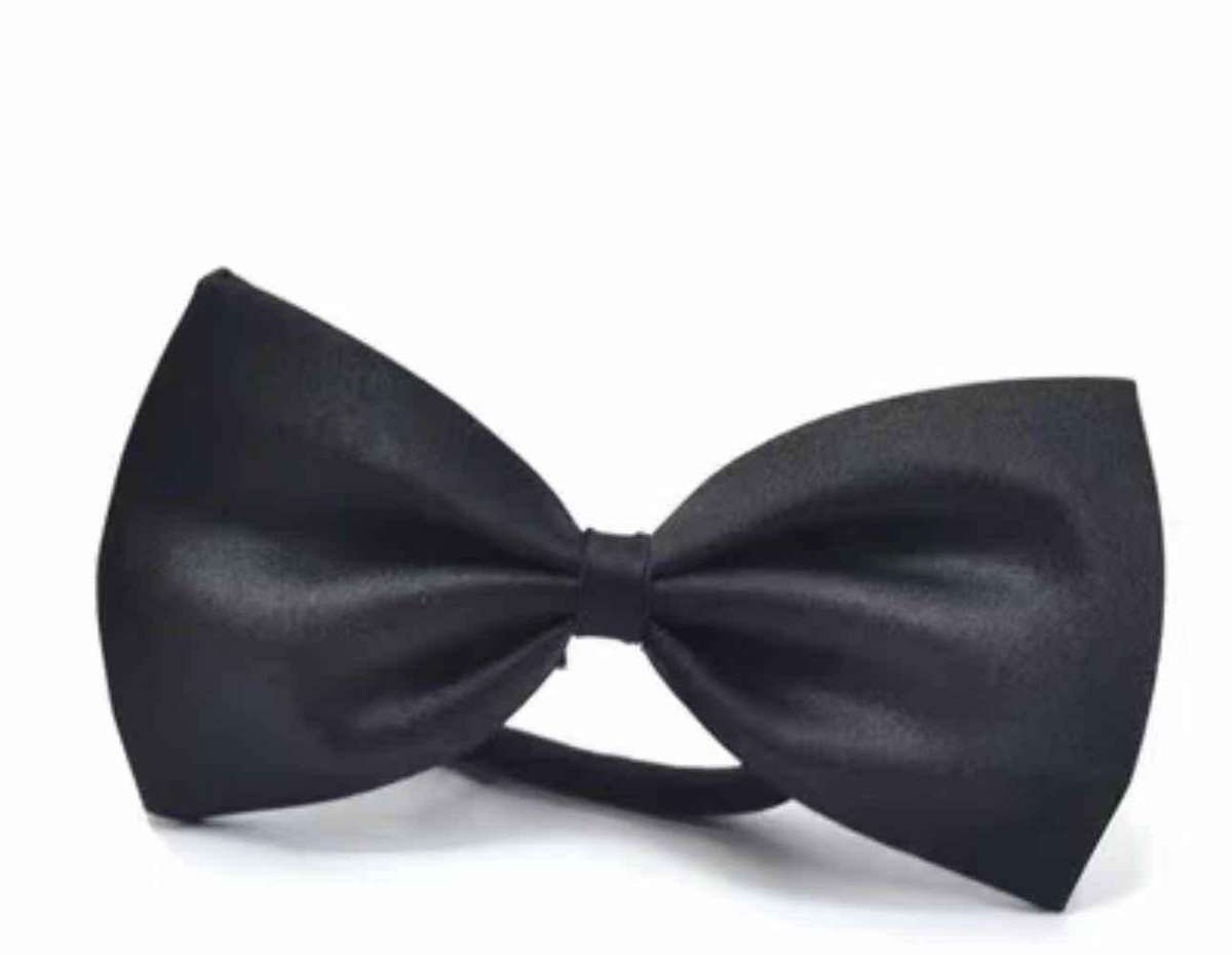 Plain Satin Bow Tie - Black