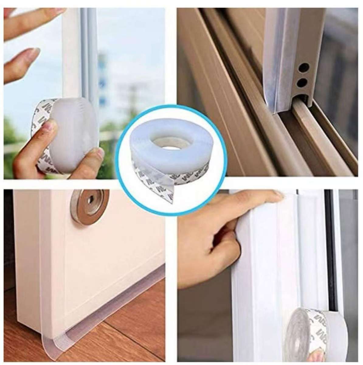 Self Adhesive Doors and Windows Silicon Insulating Strip - 2 Rolls 6 Foot