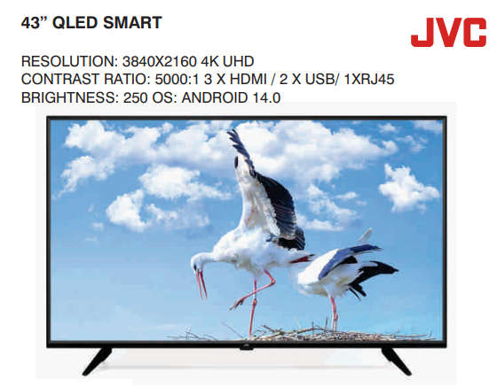 JVC 43` QLED Smart TV - Android 14 - 4K - UHD