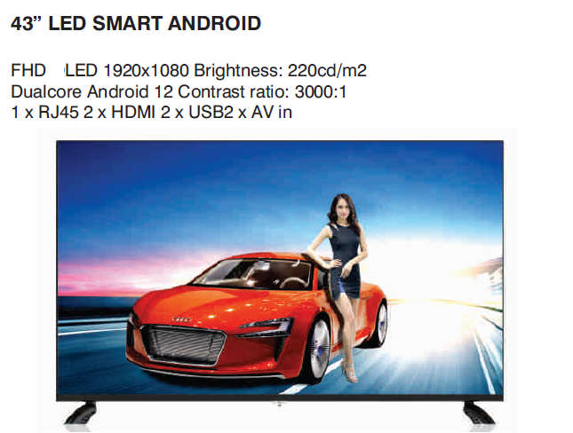 JVC 43` Full HD Smart TV - Android 12 - Quadcore Processor - Built-In Wifi Module