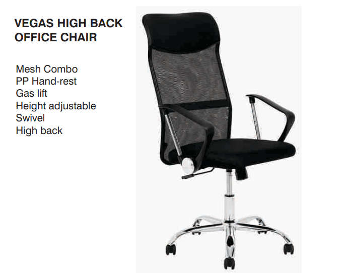 Vegas High Back Office Chair - Gas Lift - Height Adjustable