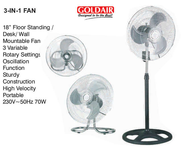 Goldair 18" 3-in-1  High Velocity Oscillation Fan